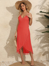 Load image into Gallery viewer, Backless Tassel Surplice Spaghetti Strap Cover Up Dress
