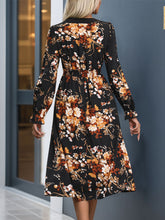 Load image into Gallery viewer, Printed Notched Long Sleeve Midi Dress
