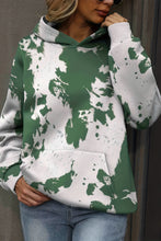 Load image into Gallery viewer, Green Tie Dye Print Kangaroo Pocket Loose Hoodie
