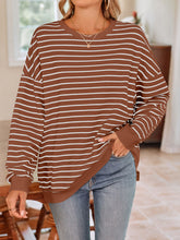 Load image into Gallery viewer, Lovelet Striped Round Neck Long Sleeve Sweatshirt
