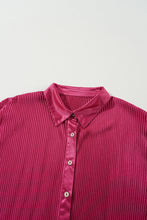 Load image into Gallery viewer, Rose Red Plus Size Ribbed Long Sleeve Shirt and Pants Pajama Set
