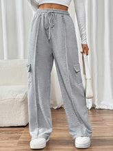 Load image into Gallery viewer, Drawstring Wide Leg Pants with Pockets
