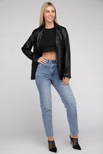 Load image into Gallery viewer, Sleek Pu Leather Blazer with Front Closure
