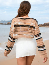 Load image into Gallery viewer, Openwork Boat Neck Dropped Shoulder Cover-Up
