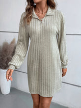 Load image into Gallery viewer, Ribbed Collared Neck Long Sleeve Dress
