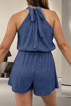 Load image into Gallery viewer, Tied Textured Pocketed Sleeveless Romper
