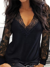 Load image into Gallery viewer, Full Size Lace Detail V-Neck Long Sleeve Blouse
