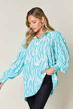 Load image into Gallery viewer, Double Take Full Size Printed Smocked Long Sleeve Blouse
