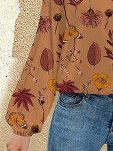 Load image into Gallery viewer, Printed Notched Long Sleeve Blouse
