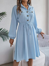 Load image into Gallery viewer, Collared Neck Long Sleeve Dress with Pockets
