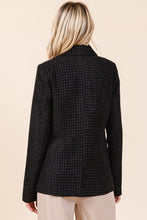 Load image into Gallery viewer, Mittoshop Plaid Texture Double-Breasted Long Sleeve Blazer
