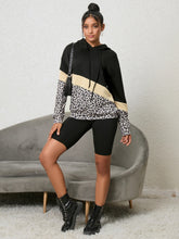 Load image into Gallery viewer, Leopard Color Block Hoodie
