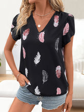 Load image into Gallery viewer, Printed V-Neck Short Sleeve Blouse
