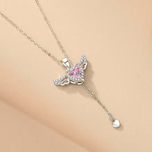 Load image into Gallery viewer, Womens Moving Cupid Heart Angel Wings Tassel Necklace With Crystal Clavicle Chain
