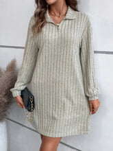 Load image into Gallery viewer, Ribbed Collared Neck Long Sleeve Dress
