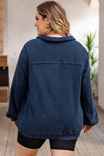 Load image into Gallery viewer, Plus Size Quarter Snap Long Sleeve Sweatshirt
