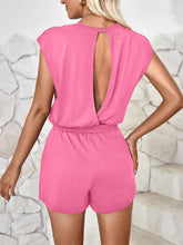 Load image into Gallery viewer, Cutout Round Neck Cap Sleeve Romper
