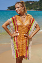 Load image into Gallery viewer, Openwork Striped Slit Knit Cover Up
