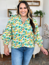 Load image into Gallery viewer, Double Take Full Size Printed Smocked Long Sleeve Blouse
