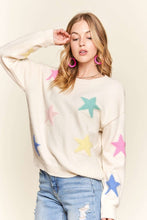 Load image into Gallery viewer, ADORA Stars Pattern Round Neck Drop Shoulder Sweater
