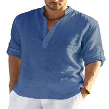 Load image into Gallery viewer, Men&#39;s Casual Cotton Linen Solid Color Long Sleeve Shirt
