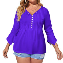 Load image into Gallery viewer, Ti Amo I love you - Exclusive Brand - Dark Purple - Women&#39;s Ruffled Petal Sleeve Top
