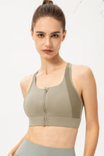 Load image into Gallery viewer, Zip-Up Round Neck Sports Bra
