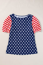 Load image into Gallery viewer, Stars and Stripes Round Neck Short Sleeve Top
