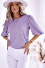 Load image into Gallery viewer, Womens - Rose Bubble Half Sleeves Ribbed Knit Top
