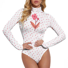 Load image into Gallery viewer, Ti Amo I love you - Exclusive Brand - Tiny Hearts with Flowers -Women&#39;s Turtleneck Long Sleeve Bodysuit
