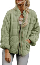 Load image into Gallery viewer, Womens Winter Zip-up Stand Collar Solid Color Plaid Long Sleeved Jacket with Pockets
