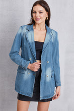 Load image into Gallery viewer, Lapel Collar Washed Denim Top
