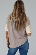 Load image into Gallery viewer, Simply Taupe Exposed Seam Colorblock Loose Tee
