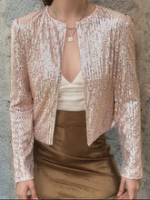 Load image into Gallery viewer, Full Size Sequin Open Front Cropped Jacket
