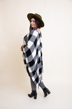 Load image into Gallery viewer, Buffalo Check Tassel Poncho
