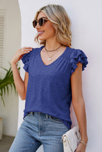 Load image into Gallery viewer, Smocked Flutter Sleeve V-Neck Top
