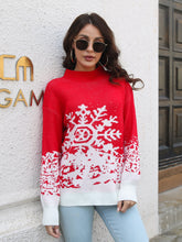 Load image into Gallery viewer, Snowflake Pattern Mock Neck Sweater
