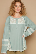 Load image into Gallery viewer, POL Round Neck Long Sleeve Lace Trim Thermal Top
