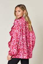 Load image into Gallery viewer, Double Take Full Size Printed Ruffle Trim Balloon Sleeve Shirt
