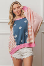 Load image into Gallery viewer, BiBi Stars and Stripes Round Neck Long Sleeve Top
