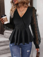 Load image into Gallery viewer, Peplum Surplice Long Sleeve Blouse
