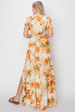 Load image into Gallery viewer, HYFVE Floral Tie Back Short Sleeve Slit Maxi Dress
