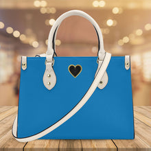 Load image into Gallery viewer, Ti Amo I love you - Exclusive Brand - Water Blue - Luxury Womens PU Tote Bag - Cream Straps
