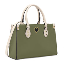 Load image into Gallery viewer, Ti Amo I love you - Exclusive Brand - Olive Branch - Luxury Womens PU Tote Bag - Cream Straps
