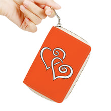 Load image into Gallery viewer, Ti Amo I love you - Exclusive Brand - Orange - Double White Heart - PU Leather - Zipper Card Holder
