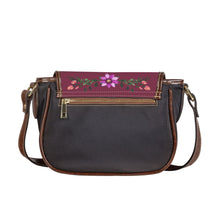 Load image into Gallery viewer, Ti Amo I love you - Exclusive Brand - Velvet Maroon - Floral Pattern -  Saddle Bag
