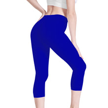 Load image into Gallery viewer, Ti Amo I love you -  Exclusive Brand - Royal Blue - Womens / Teen Girls  / Womens Plus Size  - Angry Fish - Capri Yoga Leggings - Sizes XS-3XL
