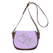 Load image into Gallery viewer, Ti Amo I love you - Exclusive Brand - Light Dusty Lavender - Double White Heart - Saddle Bag
