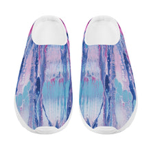 Load image into Gallery viewer, Ti Amo I love you - Exclusive Brand  - Mulberry &amp; Kashmir Blue Floating Paint Pattern - Mesh Slip-Ons
