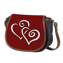 Load image into Gallery viewer, Ti Amo I love you - Exclusive Brand - Dark Burgundy - Double White Heart - Saddle Bag
